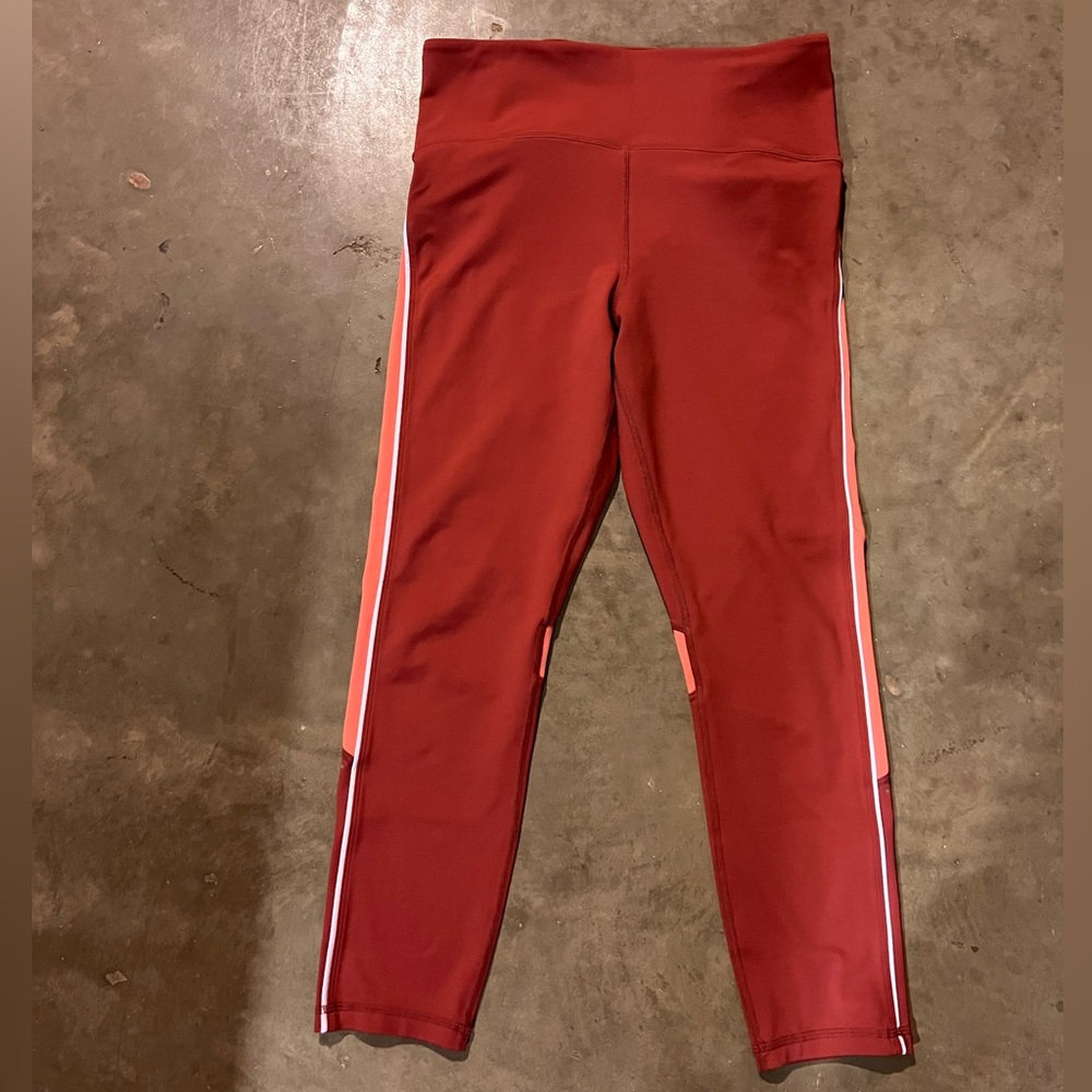 ZYIA Red Athletic Leggings with Pink Stripes SIZE 12